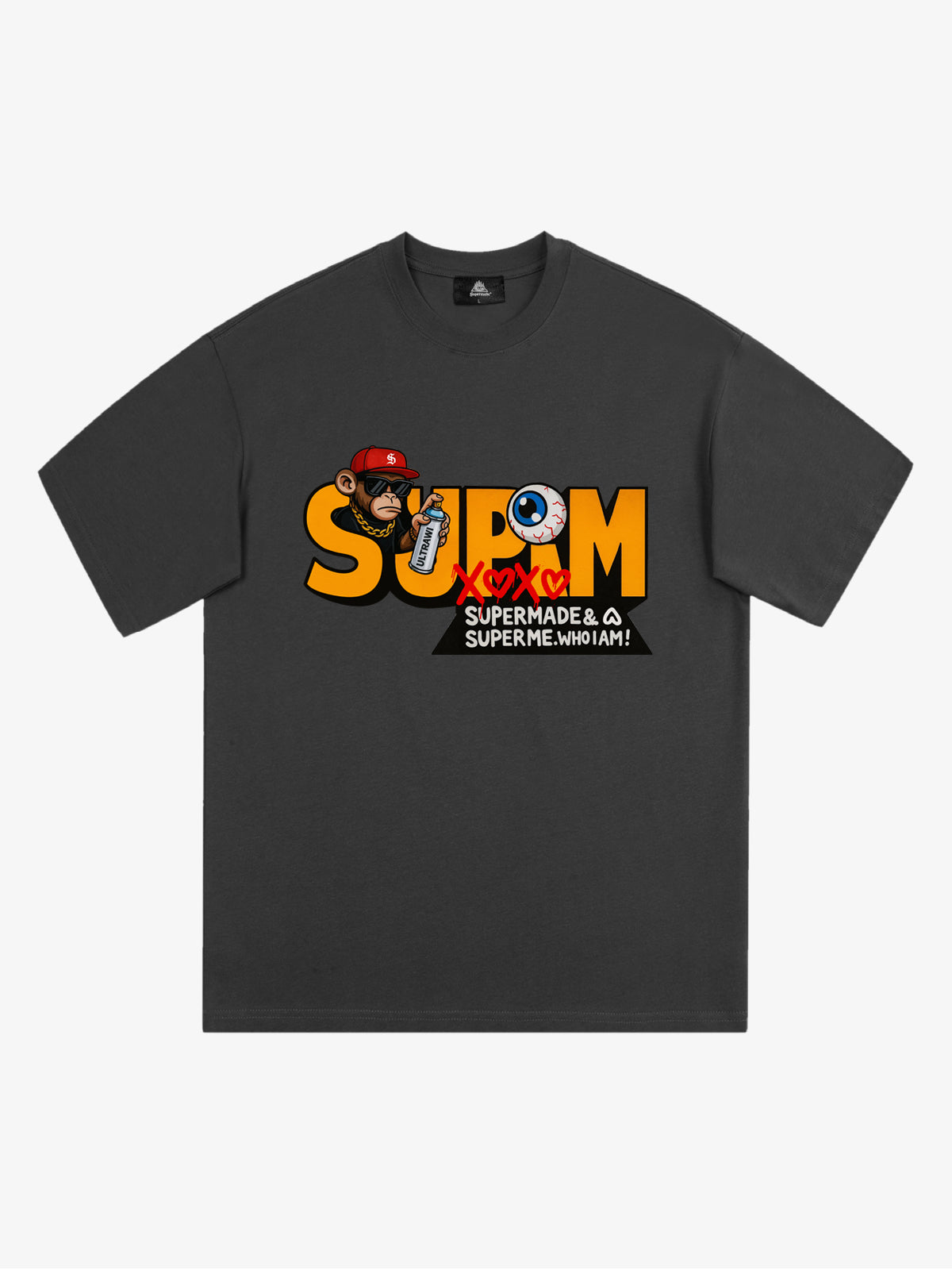 Supermade Trendy Hip-Hop Monkey Graffiti Font T-Shirt