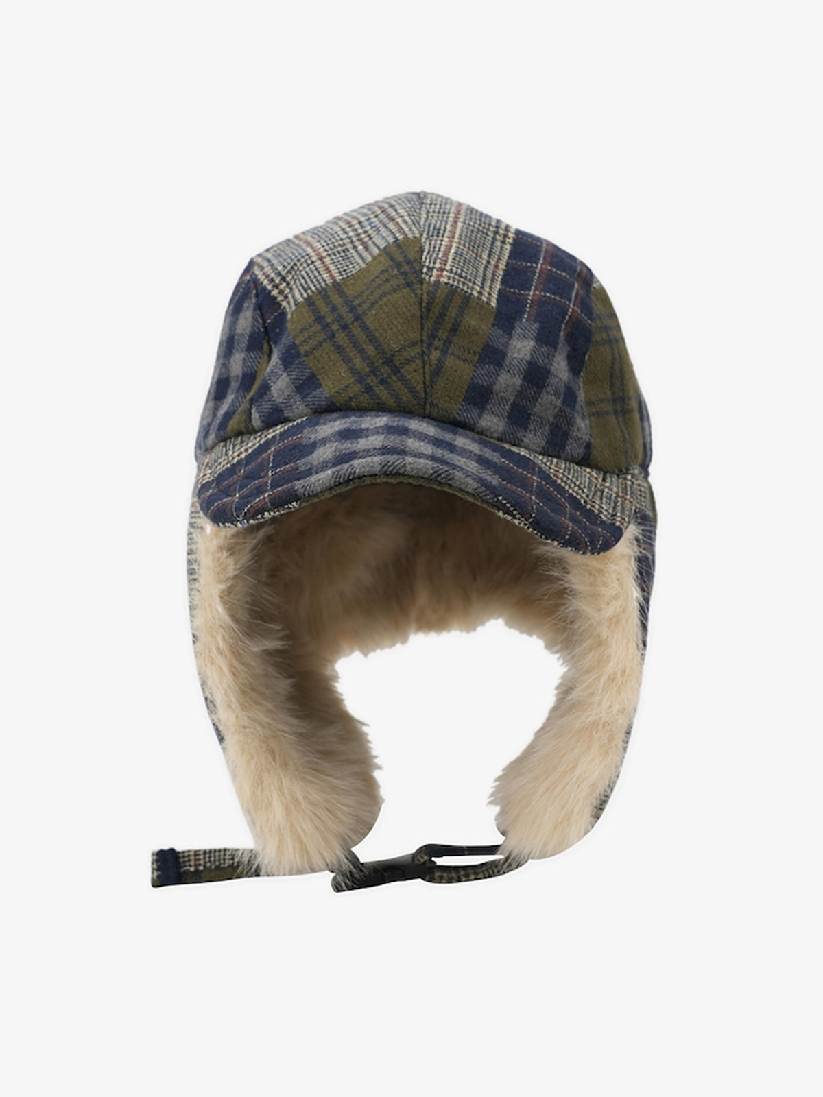 Winter Plaid Earflap Hat with Faux Fur Trim - Perfect for Cold Weather Protection