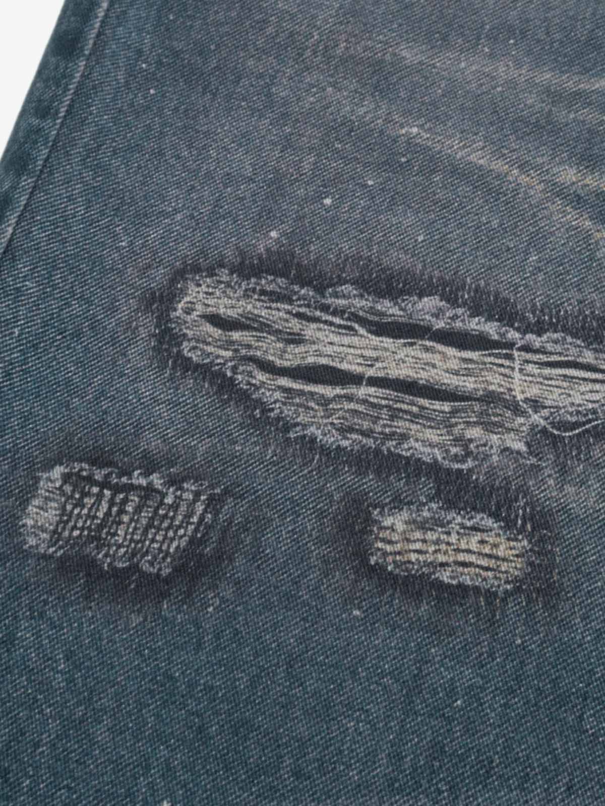 RO Chain Hole 3D Printed Baggy Jeans