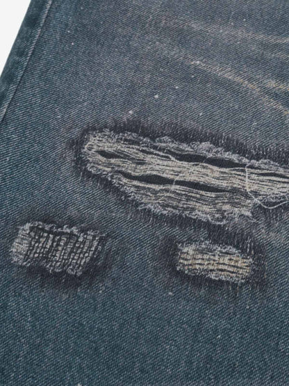 RO Chain Hole 3D Printed Baggy Jeans