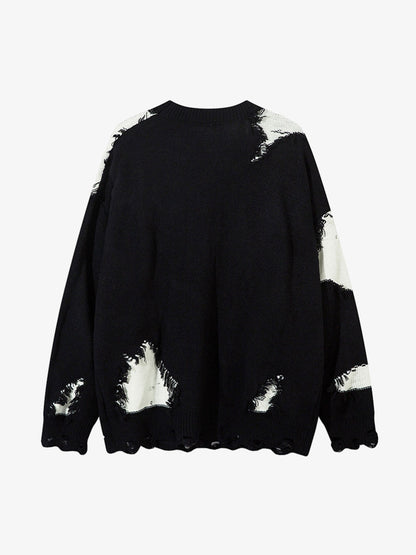 Niche Raw Edge Fringed Knit Sweater