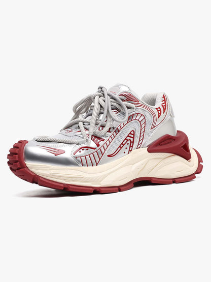 Thesupermade American Retro Invisible Height-enhancing Thick-soled Mecha Sneakers