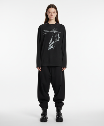 American Retro Rivet Design Street Hip-Hop Long Sleeves T-Shirt