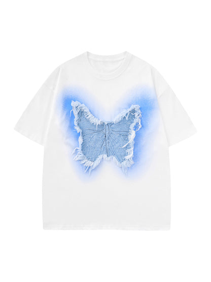 Butterfly Patch Embroidered Graphic T-Shirt