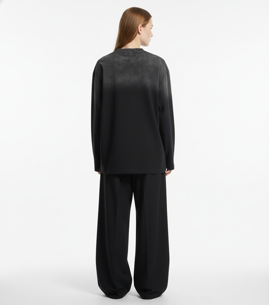 Portrait Pocket Ripped Long Sleeve T-Shirt