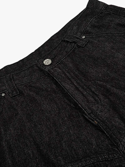 Retro Drape Baggy Straight Workwear Denim Shorts