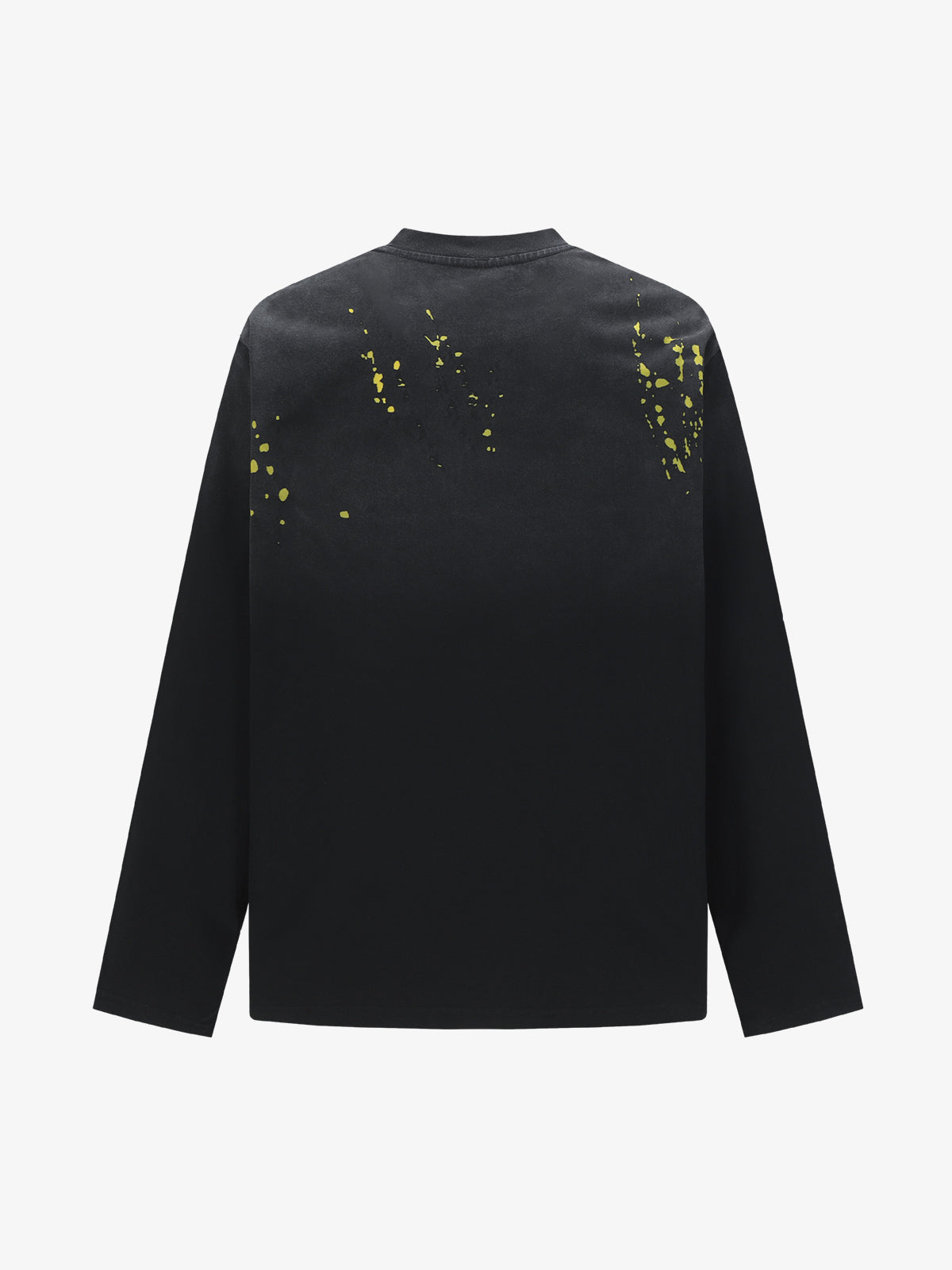 Stylish Black Long Sleeve Top with Pink Splatter Design for Modern Fashionistas