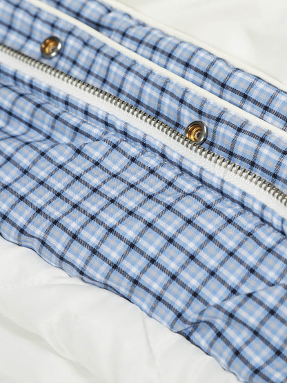 Stylish Black Bomber Jacket with Plaid Collar for Men - Perfect for Casual and Outdoor Wear