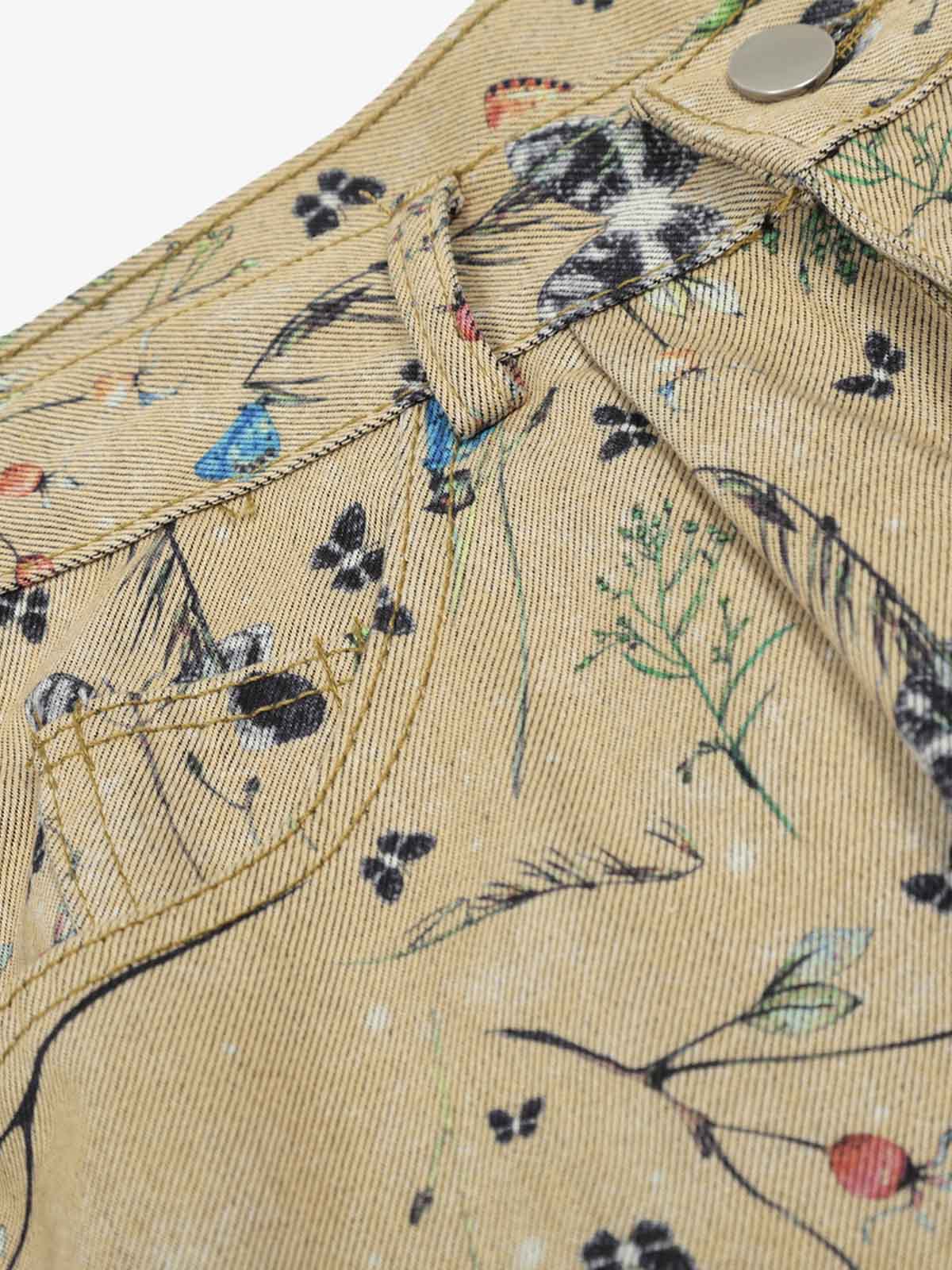 Retro Jacquard Straight-Leg Personalized Work Pants