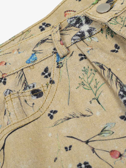 Retro Jacquard Straight-Leg Personalized Work Pants