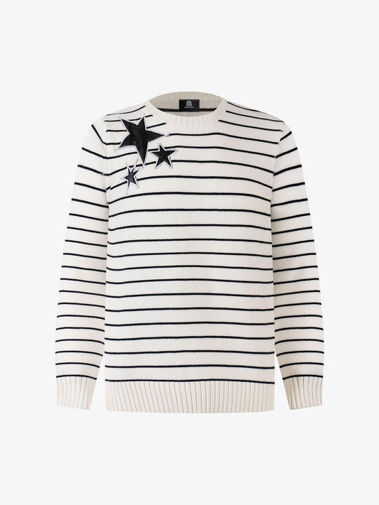 Striped Star Jacquard Loose Knitted Sweater