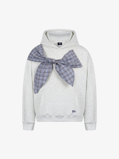 Stylish Hoodie with Plaid Bow Detail for Women - Perfect for Casual and Fashionable Looks