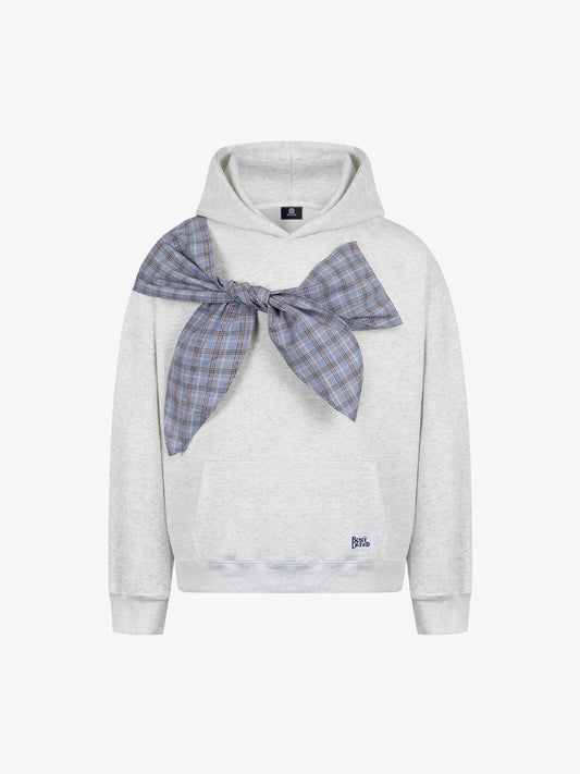Stylish Hoodie with Plaid Bow Detail for Women - Perfect for Casual and Fashionable Looks