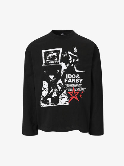 Hip-Hop Dark Punk Graphic Long-Sleeved T-Shirt