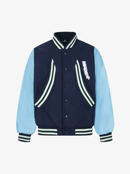 Retro Stripe With Contrast Stitching Baseball Jacket