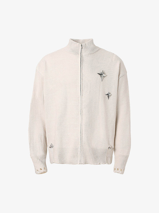 2024 Spring/Summer Star-Embellished Zip-Up Sweater and Cap Set