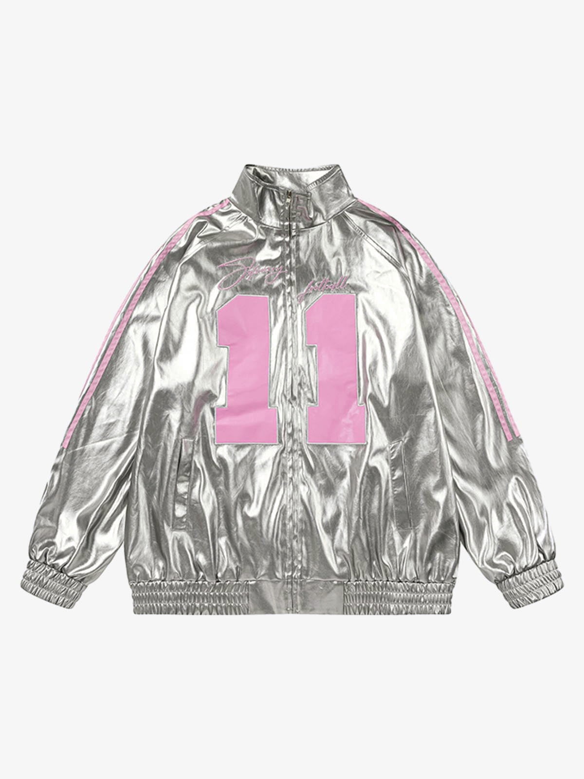 Number 11 Reflective Metallic Leather Track Jacket