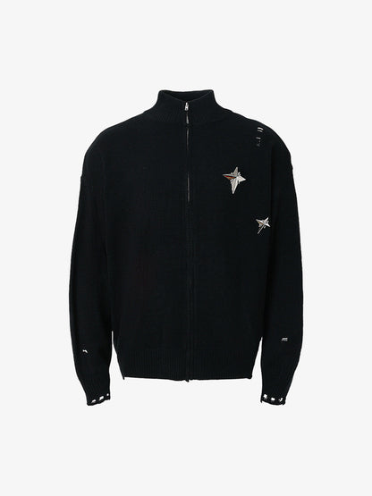 2024 Spring/Summer Star-Embellished Zip-Up Sweater and Cap Set