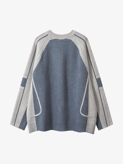 High Street Geometric Deconstruction Splicing Cardigan Sweater