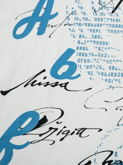 Art Letter Print Stripe Layered Long Sleeve T-Shirt