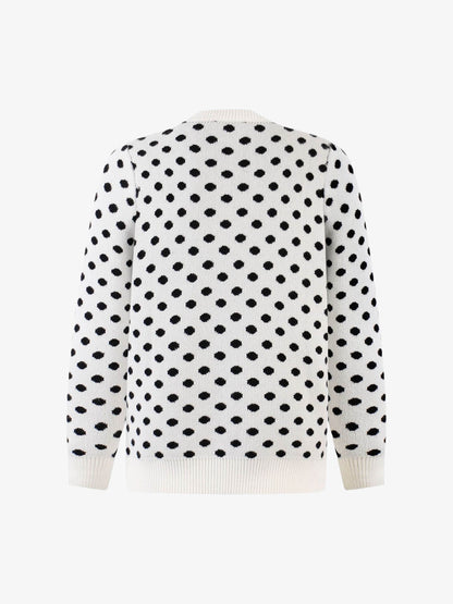 Retro Polka Dot Letter Jacquard Loose Knit Sweater