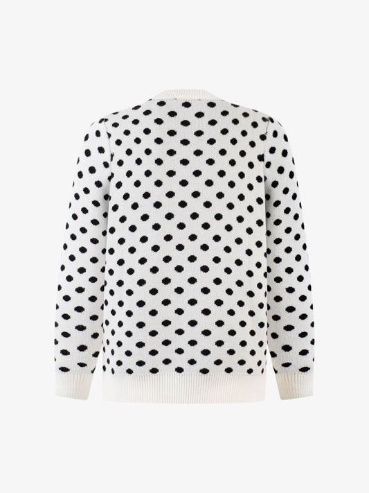 Retro Polka Dot Letter Jacquard Loose Knit Sweater