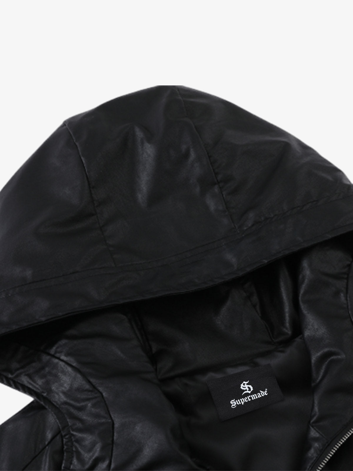 Boxy Hooded PU Leather Racing Jacket