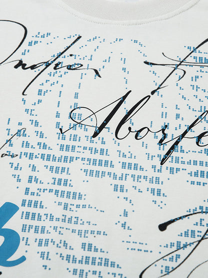 Art Letter Print Stripe Layered Long Sleeve T-Shirt