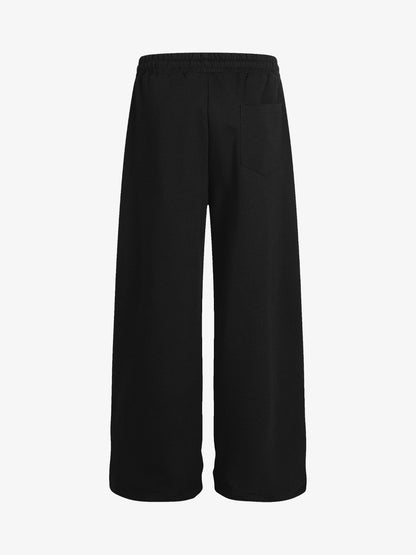 Draped Red Diamond Drawstring Casual Pants