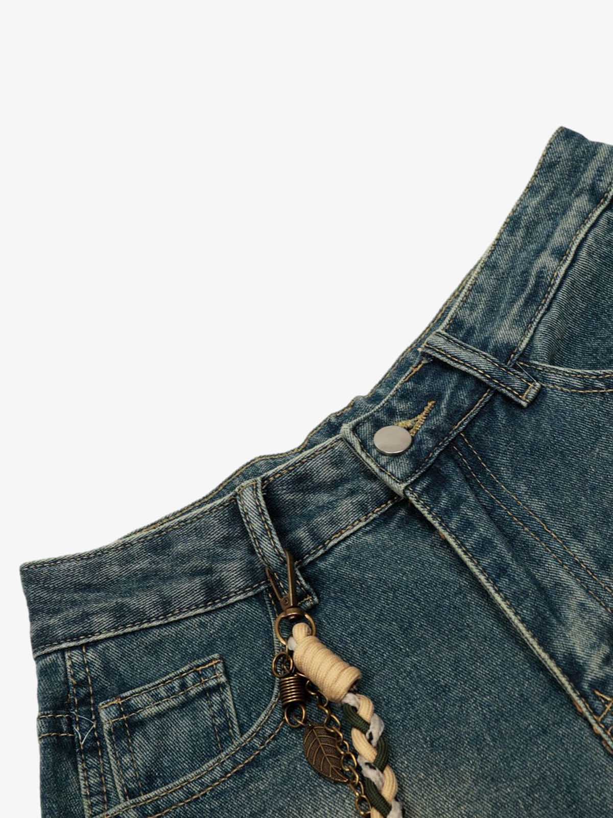 Vintage Inkjet Dirty Dye Washed Scimitar Distressed Jeans