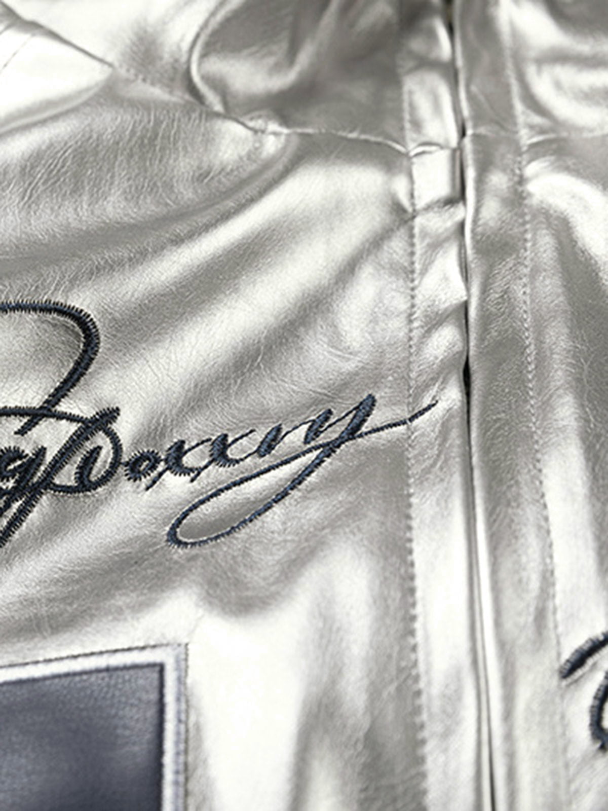 Number 11 Reflective Metallic Leather Track Jacket