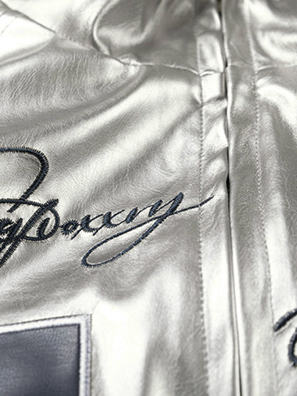 Number 11 Reflective Metallic Leather Track Jacket