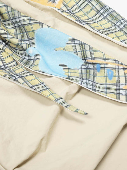 Contrast Graffiti Plaid Decorative Patchwork Loose Casual Pant