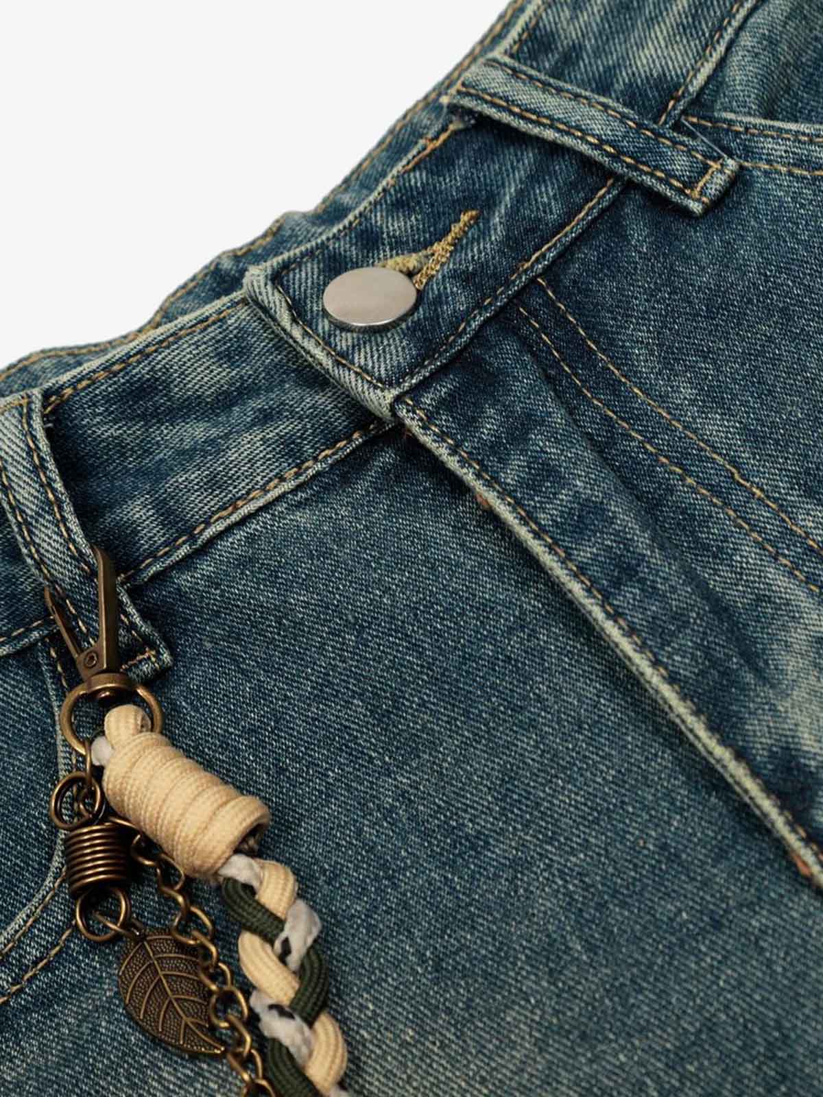 Vintage Inkjet Dirty Dye Washed Scimitar Distressed Jeans