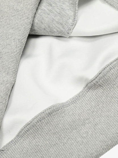 Street Punk Letter Print Fur Collar Hooded Sweatshirt