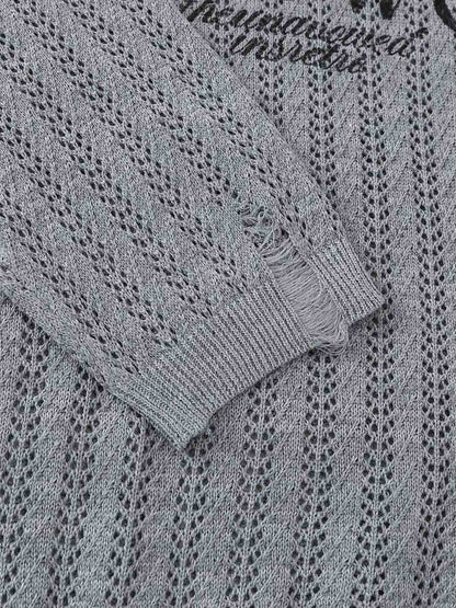 Streetwear Retro Hollow-Out Knit Sweater