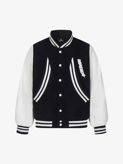 Retro Stripe With Contrast Stitching Baseball Jacket