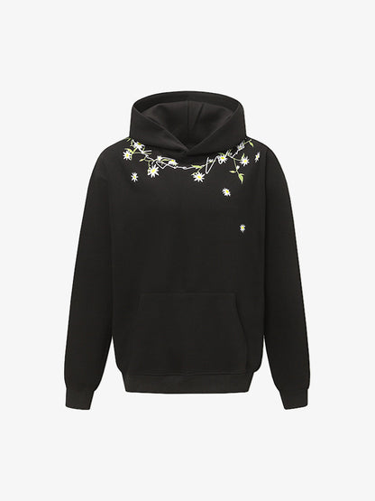 Daisy Embroidery Floral Pattern Heavyweight Hoodie