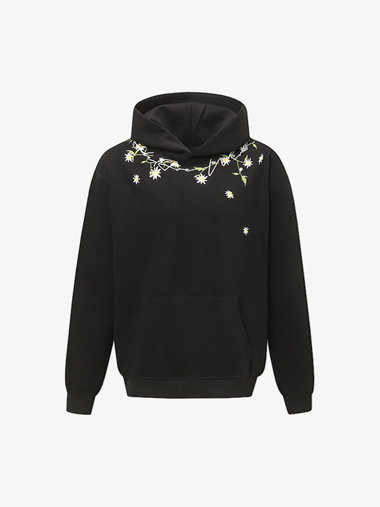 Daisy Embroidery Floral Pattern Heavyweight Hoodie