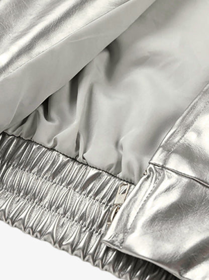 Number 11 Reflective Metallic Leather Track Jacket