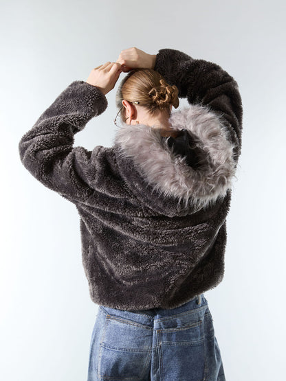 Thesupermade Fur Hooded Quilted Sherpa Jacket - 2304