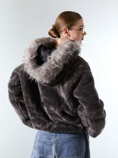 Thesupermade Fur Hooded Quilted Sherpa Jacket - 2304