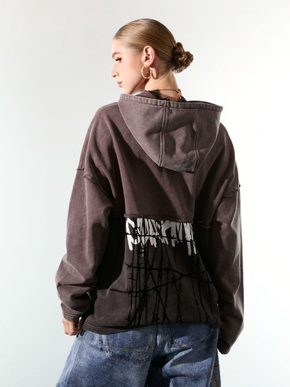 Distressed Thorn Destruction Painting Hooded Sweatshirt