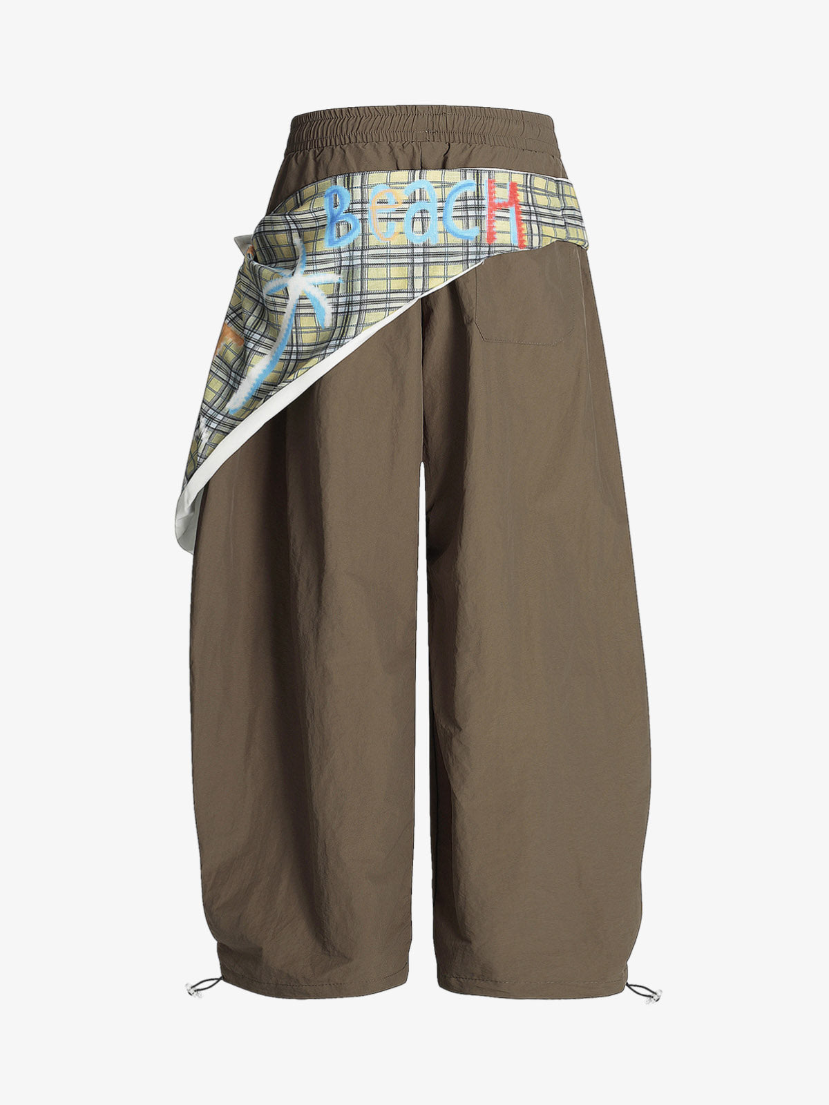 Stylish Wide-Leg Pants with Plaid Overlay for Modern Fashionistas