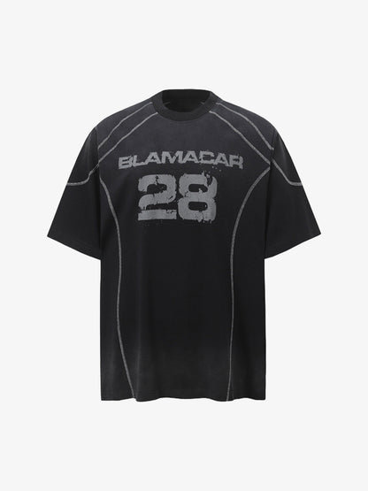 Distressed Digital Print Short-sleeved T-shirt