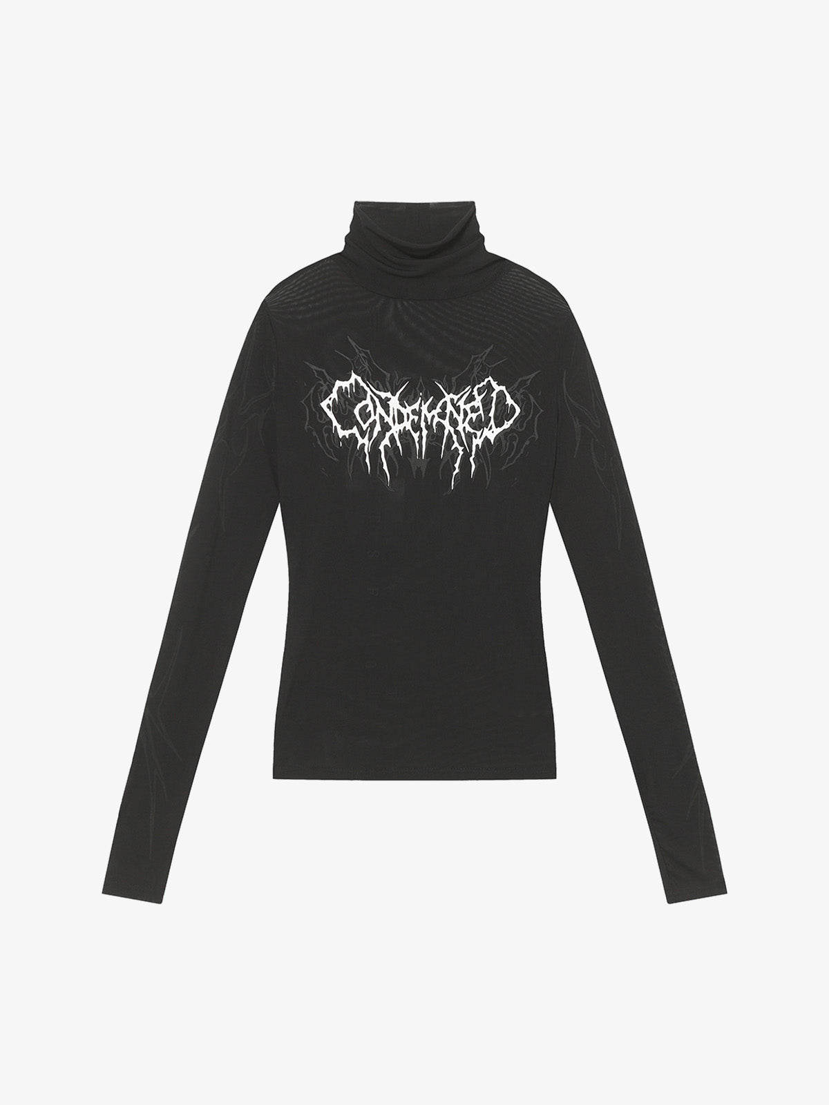 High-Neck Graphic Long Sleeve Top for Modern Streetwear Enthusiasts