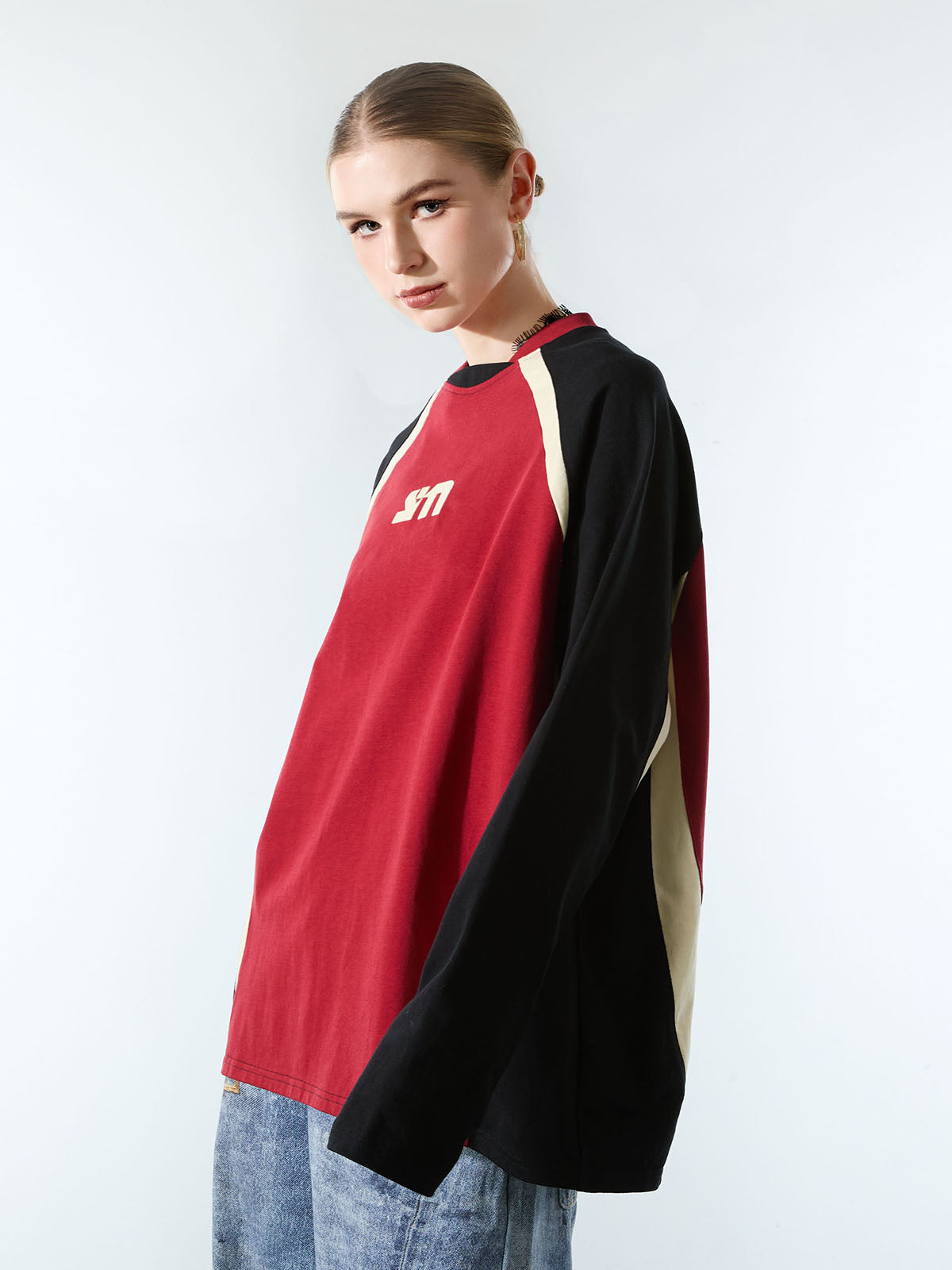 Original Retro Contrast Color Long-Sleeved T-Shirt