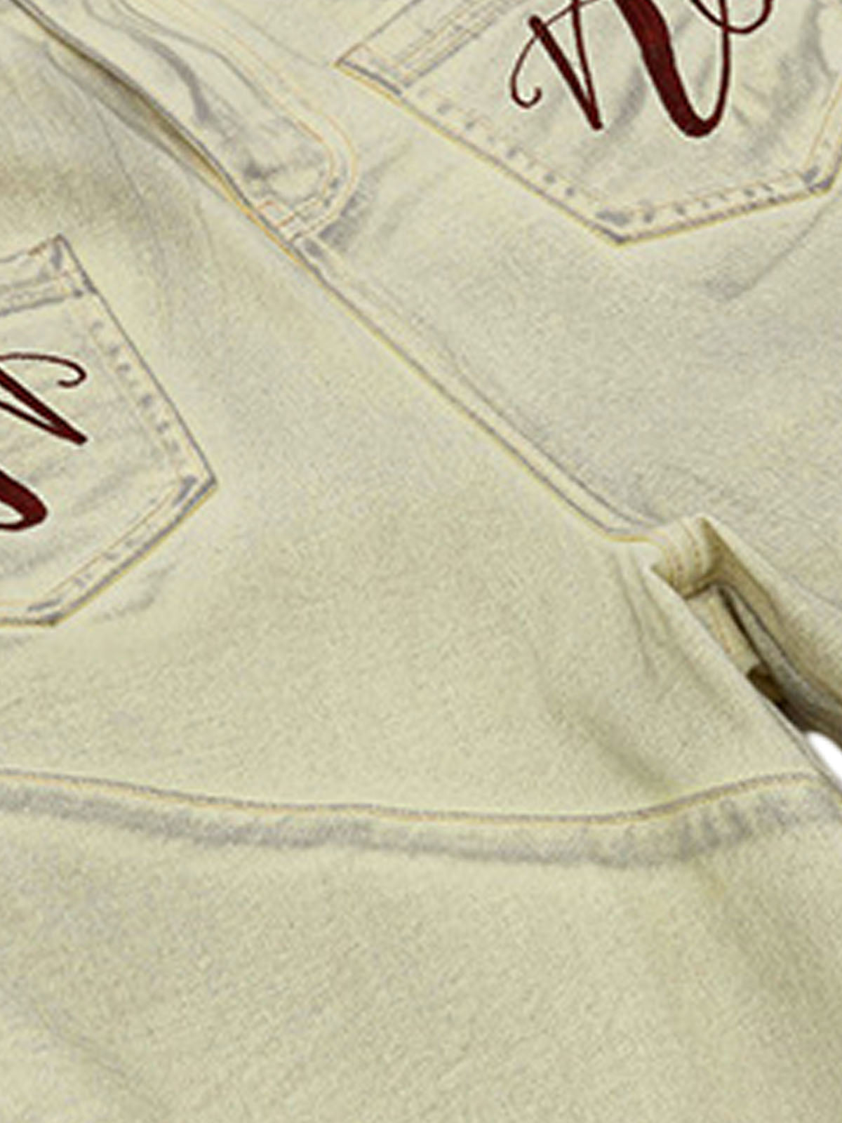 Washed Print Baggy Denim Shorts - 2375