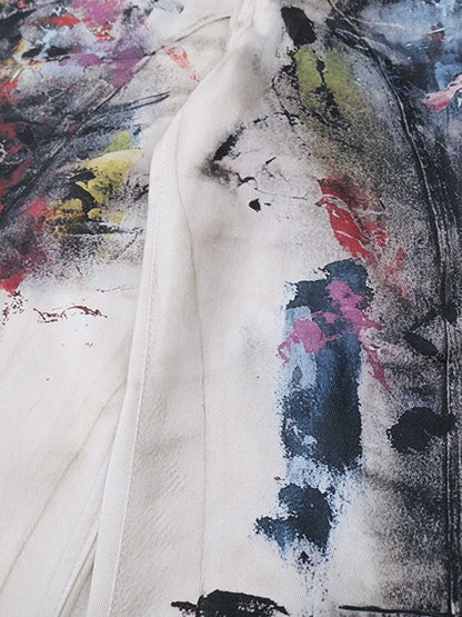 Artistic Splash Wide-Leg Jeans - Perfect for Casual and Fashionable Looks
