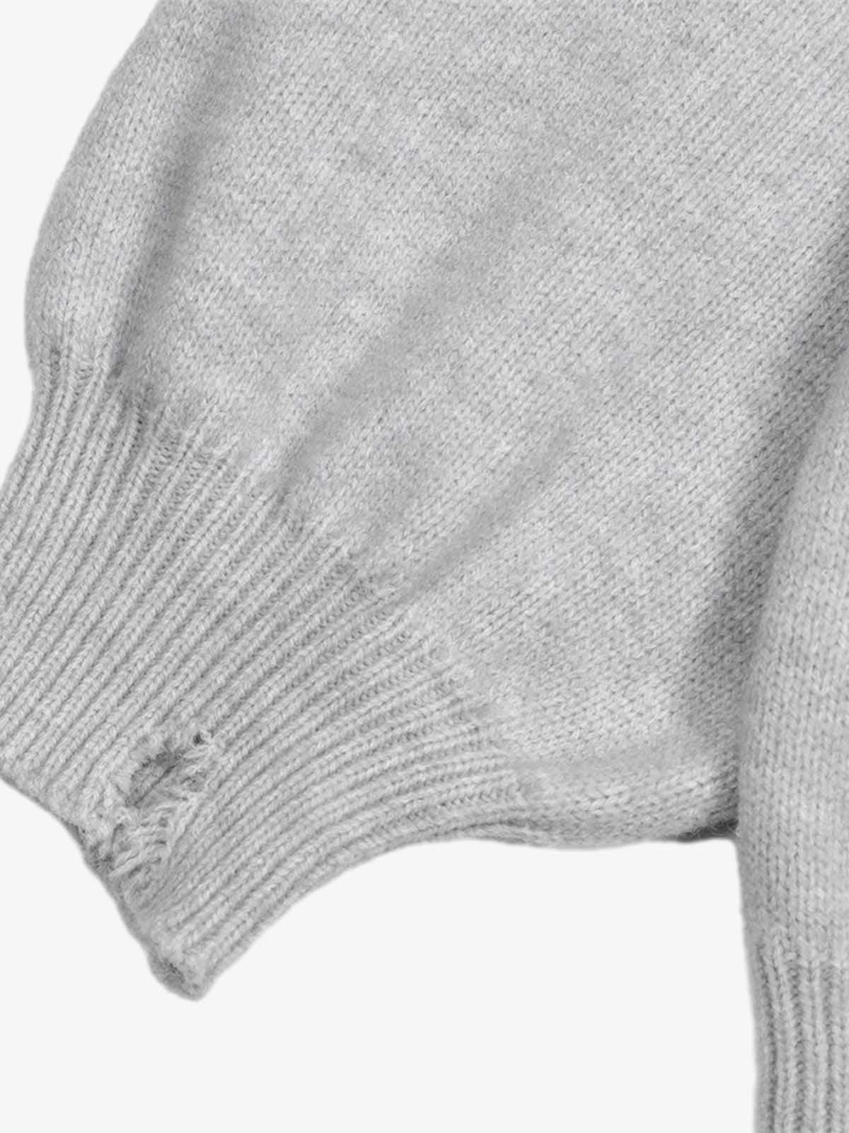 Letter Print Ripped Crew Neck Sweater